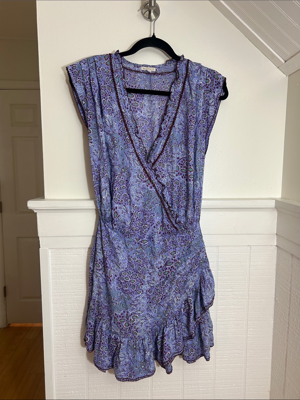 Poupette St Barth Lavender Purple Printed Mini Wrap Dress